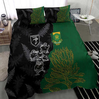Aotearoa South Africa Rugby Freedom Cup Bedding Set Kiwi Warriors Haka with King Protea Symbol - Wonder Print Shop