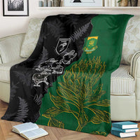 Aotearoa South Africa Rugby Freedom Cup Blanket Kiwi Warriors Haka with King Protea Symbol - Wonder Print Shop