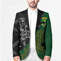 Custom Aotearoa South Africa Rugby Freedom Cup Blazer Kiwi Warriors Haka with King Protea Symbol - Wonder Print Shop