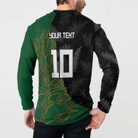 Custom Aotearoa South Africa Rugby Freedom Cup Button Sweatshirt Kiwi Warriors Haka with King Protea Symbol - Wonder Print Shop