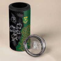 Custom Aotearoa South Africa Rugby Freedom Cup 4 in 1 Can Cooler Tumbler Kiwi Warriors Haka with King Protea Symbol - Wonder Print Shop