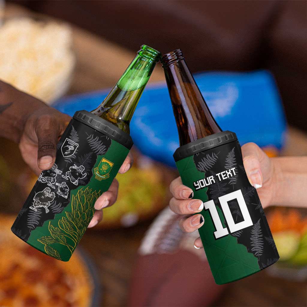 Custom Aotearoa South Africa Rugby Freedom Cup 4 in 1 Can Cooler Tumbler Kiwi Warriors Haka with King Protea Symbol - Wonder Print Shop