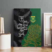 Aotearoa South Africa Rugby Freedom Cup Canvas Wall Art Kiwi Warriors Haka with King Protea Symbol - Wonder Print Shop
