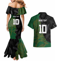 Custom Aotearoa South Africa Rugby Freedom Cup Couples Matching Mermaid Dress and Hawaiian Shirt Kiwi Warriors Haka with King Protea Symbol - Wonder Print Shop