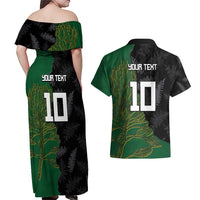 Custom Aotearoa South Africa Rugby Freedom Cup Couples Matching Off Shoulder Maxi Dress and Hawaiian Shirt Kiwi Warriors Haka with King Protea Symbol - Wonder Print Shop