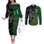 Custom Aotearoa South Africa Rugby Freedom Cup Couples Matching Off The Shoulder Long Sleeve Dress and Long Sleeve Button Shirt Kiwi Warriors Haka with King Protea Symbol - Wonder Print Shop