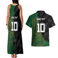 Custom Aotearoa South Africa Rugby Freedom Cup Couples Matching Tank Maxi Dress and Hawaiian Shirt Kiwi Warriors Haka with King Protea Symbol - Wonder Print Shop