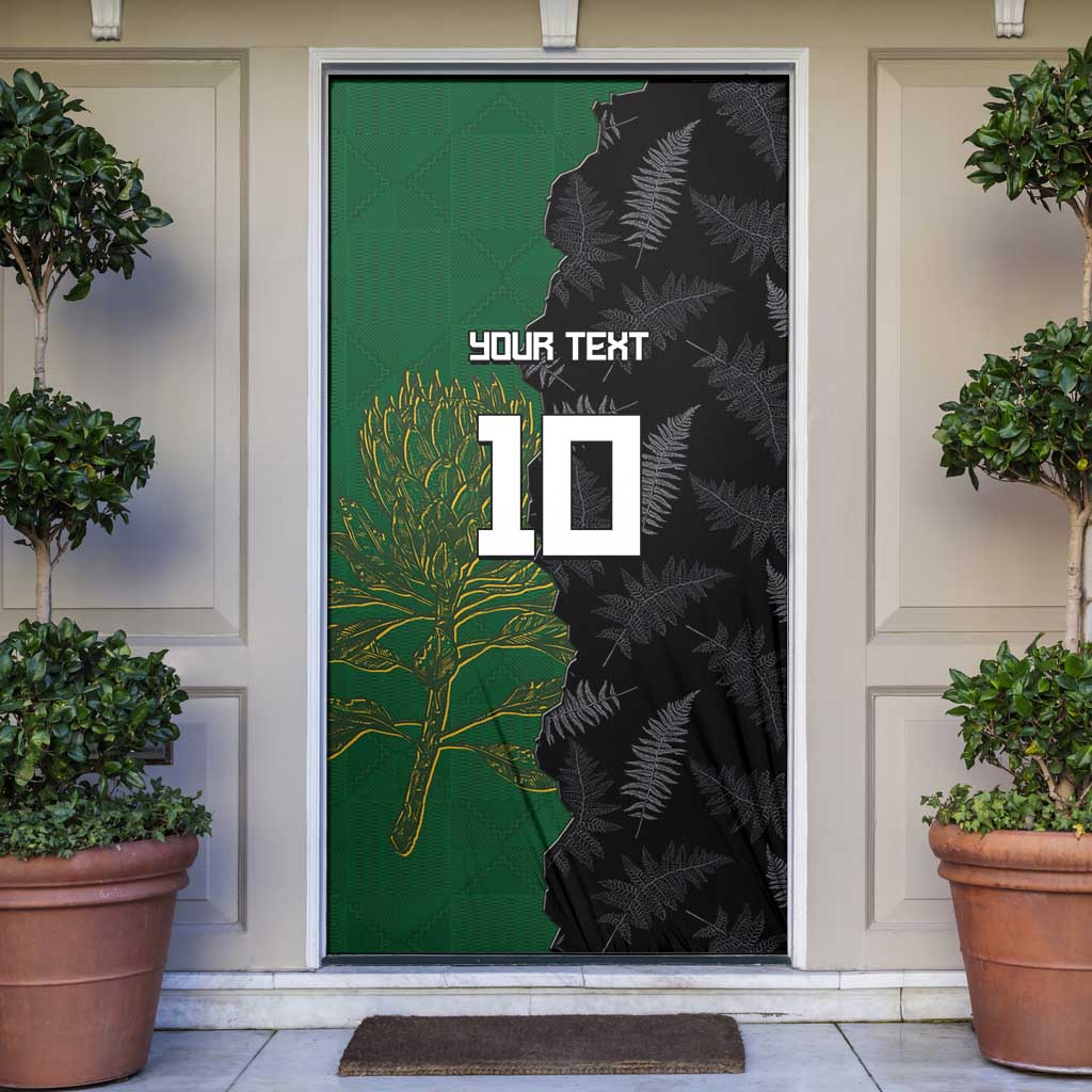 Custom Aotearoa South Africa Rugby Freedom Cup Door Cover Kiwi Warriors Haka with King Protea Symbol - Wonder Print Shop