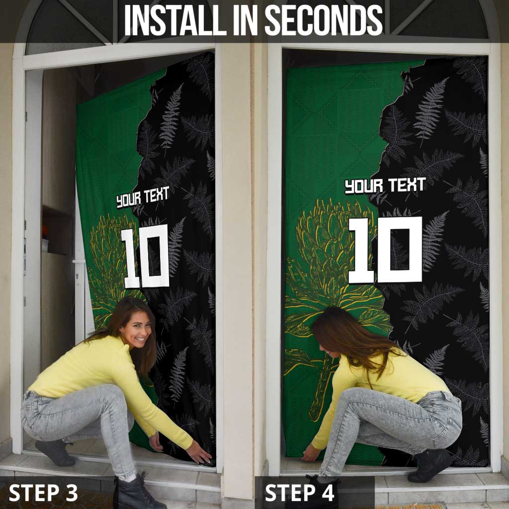 Custom Aotearoa South Africa Rugby Freedom Cup Door Cover Kiwi Warriors Haka with King Protea Symbol - Wonder Print Shop