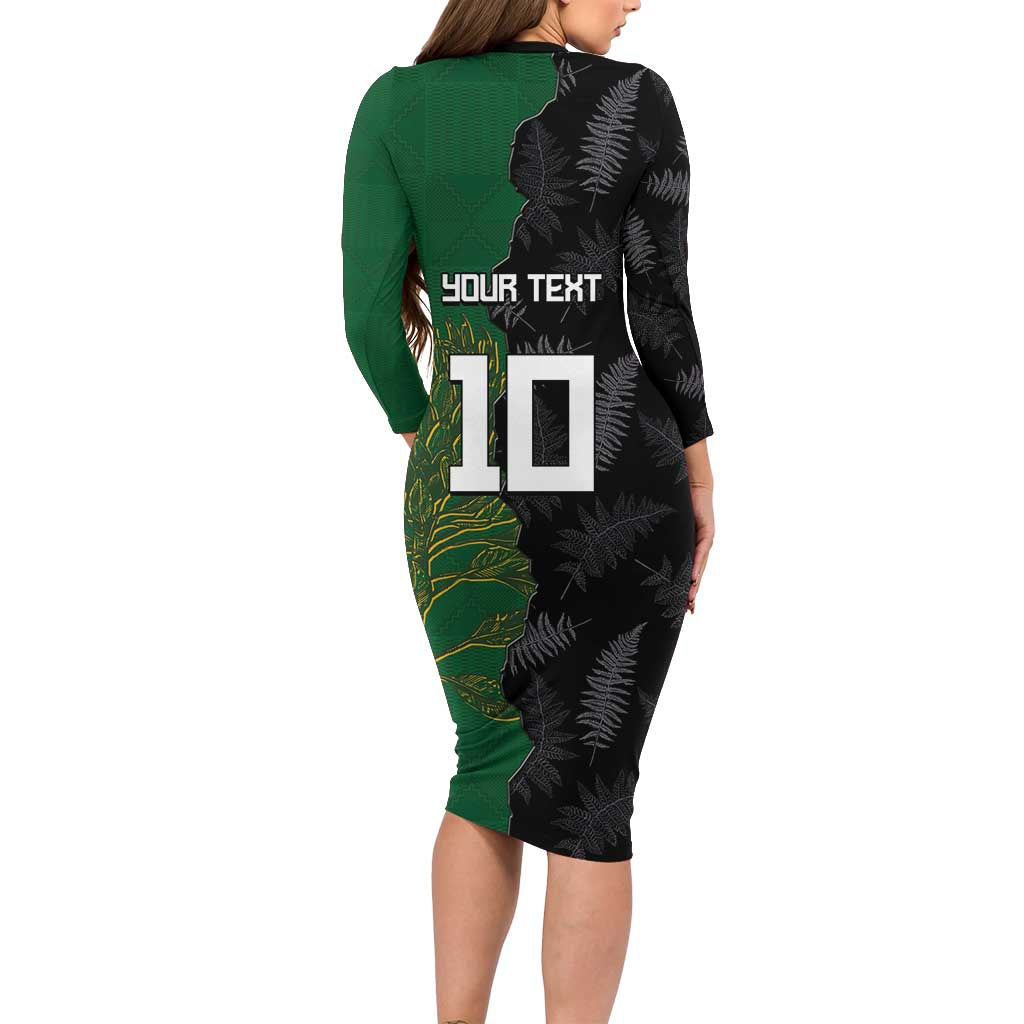 Custom Aotearoa South Africa Rugby Freedom Cup Family Matching Long Sleeve Bodycon Dress and Hawaiian Shirt Kiwi Warriors Haka with King Protea Symbol - Wonder Print Shop