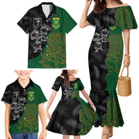 Custom Aotearoa South Africa Rugby Freedom Cup Family Matching Mermaid Dress and Hawaiian Shirt Kiwi Warriors Haka with King Protea Symbol - Wonder Print Shop