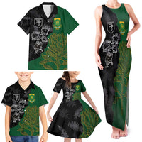 Custom Aotearoa South Africa Rugby Freedom Cup Family Matching Tank Maxi Dress and Hawaiian Shirt Kiwi Warriors Haka with King Protea Symbol - Wonder Print Shop
