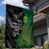 Aotearoa South Africa Rugby Freedom Cup Garden Flag Kiwi Warriors Haka with King Protea Symbol - Wonder Print Shop