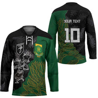 Custom Aotearoa South Africa Rugby Freedom Cup Hockey Jersey Kiwi Warriors Haka with King Protea Symbol - Wonder Print Shop