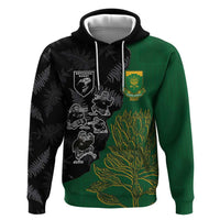 Custom Aotearoa South Africa Rugby Freedom Cup Hoodie Kiwi Warriors Haka with King Protea Symbol - Wonder Print Shop