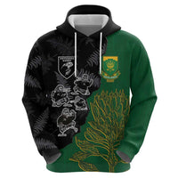 Custom Aotearoa South Africa Rugby Freedom Cup Hoodie Kiwi Warriors Haka with King Protea Symbol - Wonder Print Shop