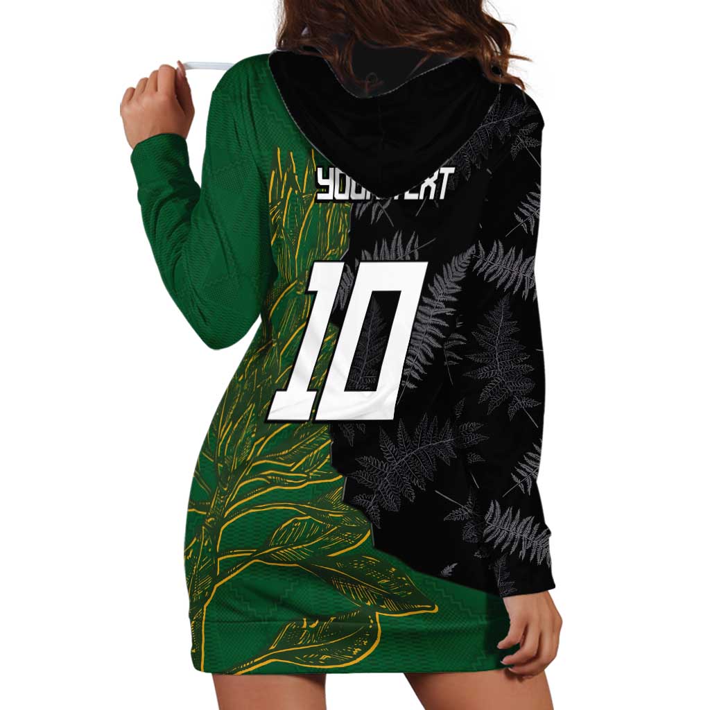 Custom Aotearoa South Africa Rugby Freedom Cup Hoodie Dress Kiwi Warriors Haka with King Protea Symbol - Wonder Print Shop