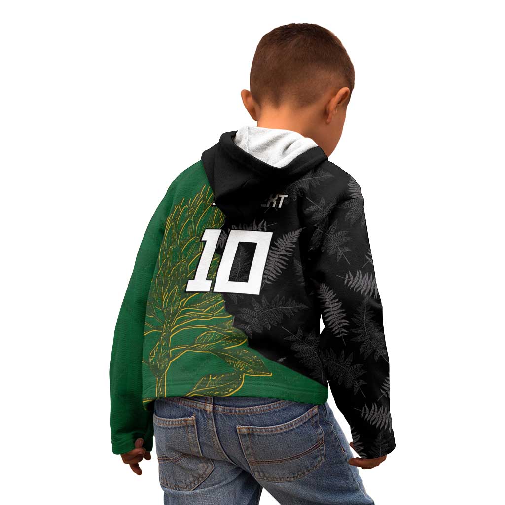 Custom Aotearoa South Africa Rugby Freedom Cup Kid Hoodie Kiwi Warriors Haka with King Protea Symbol - Wonder Print Shop