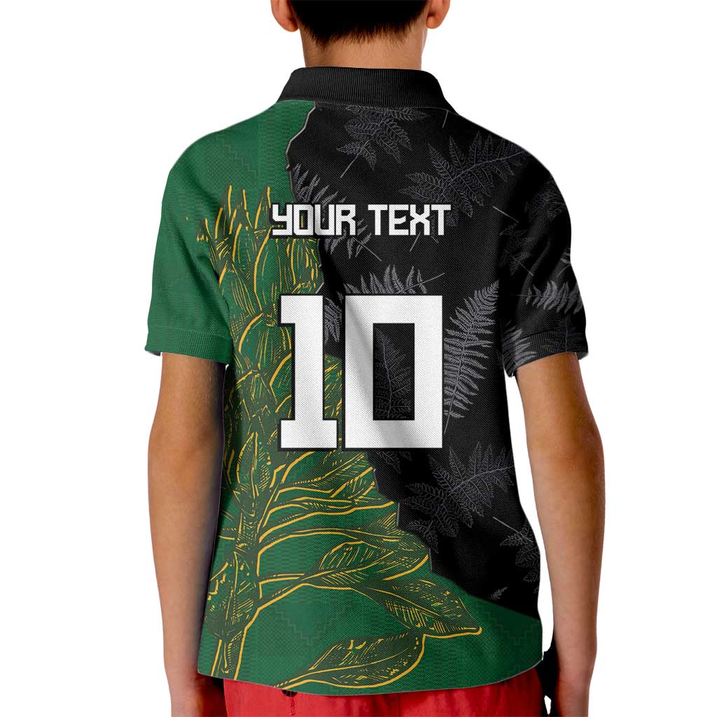 Custom Aotearoa South Africa Rugby Freedom Cup Kid Polo Shirt Kiwi Warriors Haka with King Protea Symbol - Wonder Print Shop
