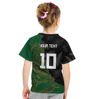 Custom Aotearoa South Africa Rugby Freedom Cup Kid T Shirt Kiwi Warriors Haka with King Protea Symbol - Wonder Print Shop