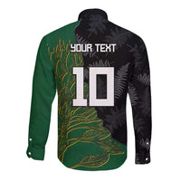 Custom Aotearoa South Africa Rugby Freedom Cup Long Sleeve Button Shirt Kiwi Warriors Haka with King Protea Symbol - Wonder Print Shop