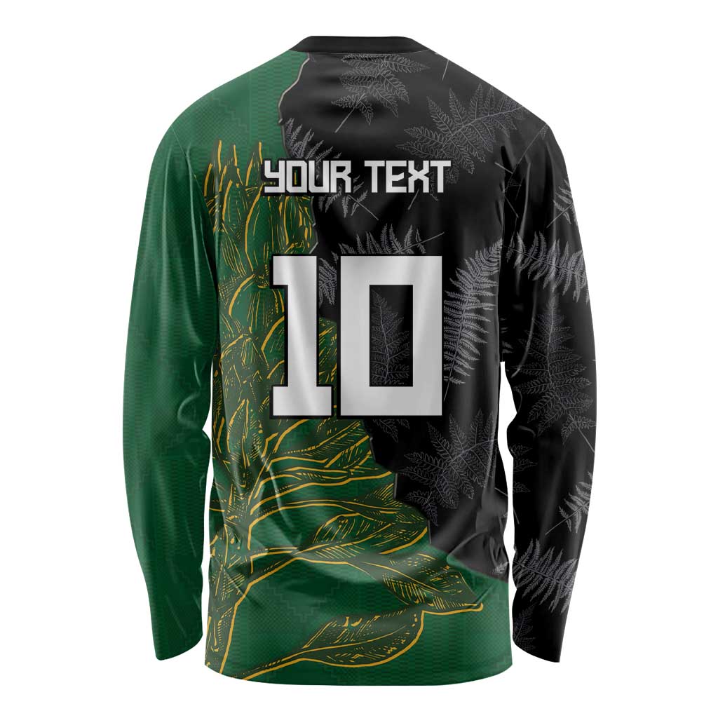 Custom Aotearoa South Africa Rugby Freedom Cup Long Sleeve Shirt Kiwi Warriors Haka with King Protea Symbol - Wonder Print Shop
