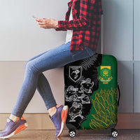 Aotearoa South Africa Rugby Freedom Cup Luggage Cover Kiwi Warriors Haka with King Protea Symbol - Wonder Print Shop