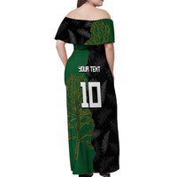 Custom Aotearoa South Africa Rugby Freedom Cup Off Shoulder Maxi Dress Kiwi Warriors Haka with King Protea Symbol - Wonder Print Shop