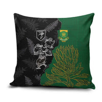 Aotearoa South Africa Rugby Freedom Cup Pillow Cover Kiwi Warriors Haka with King Protea Symbol - Wonder Print Shop