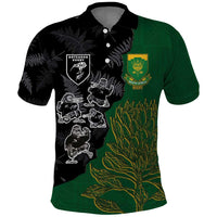 Custom Aotearoa South Africa Rugby Freedom Cup Polo Shirt Kiwi Warriors Haka with King Protea Symbol - Wonder Print Shop