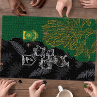 Aotearoa South Africa Rugby Freedom Cup Puzzle Kiwi Warriors Haka with King Protea Symbol - Wonder Print Shop