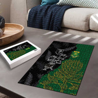 Aotearoa South Africa Rugby Freedom Cup Puzzle Kiwi Warriors Haka with King Protea Symbol - Wonder Print Shop
