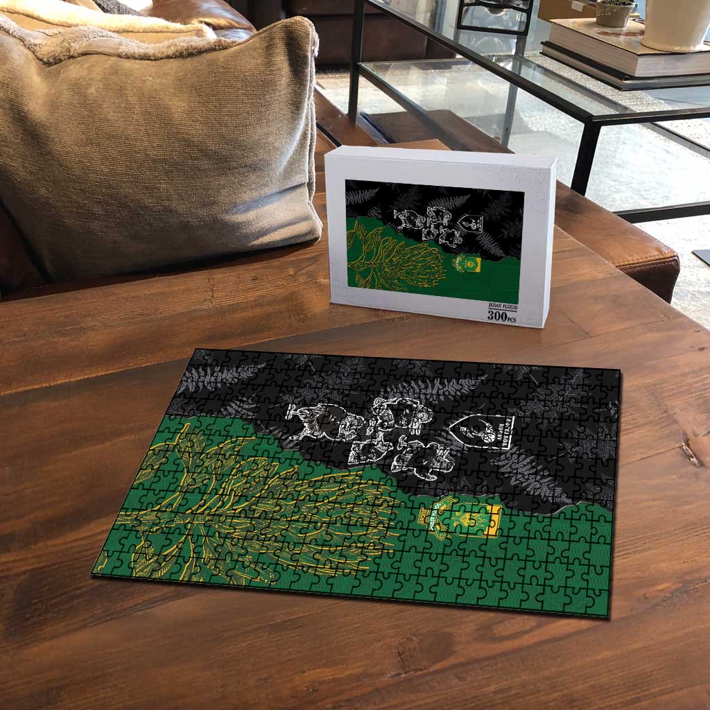 Aotearoa South Africa Rugby Freedom Cup Puzzle Kiwi Warriors Haka with King Protea Symbol - Wonder Print Shop