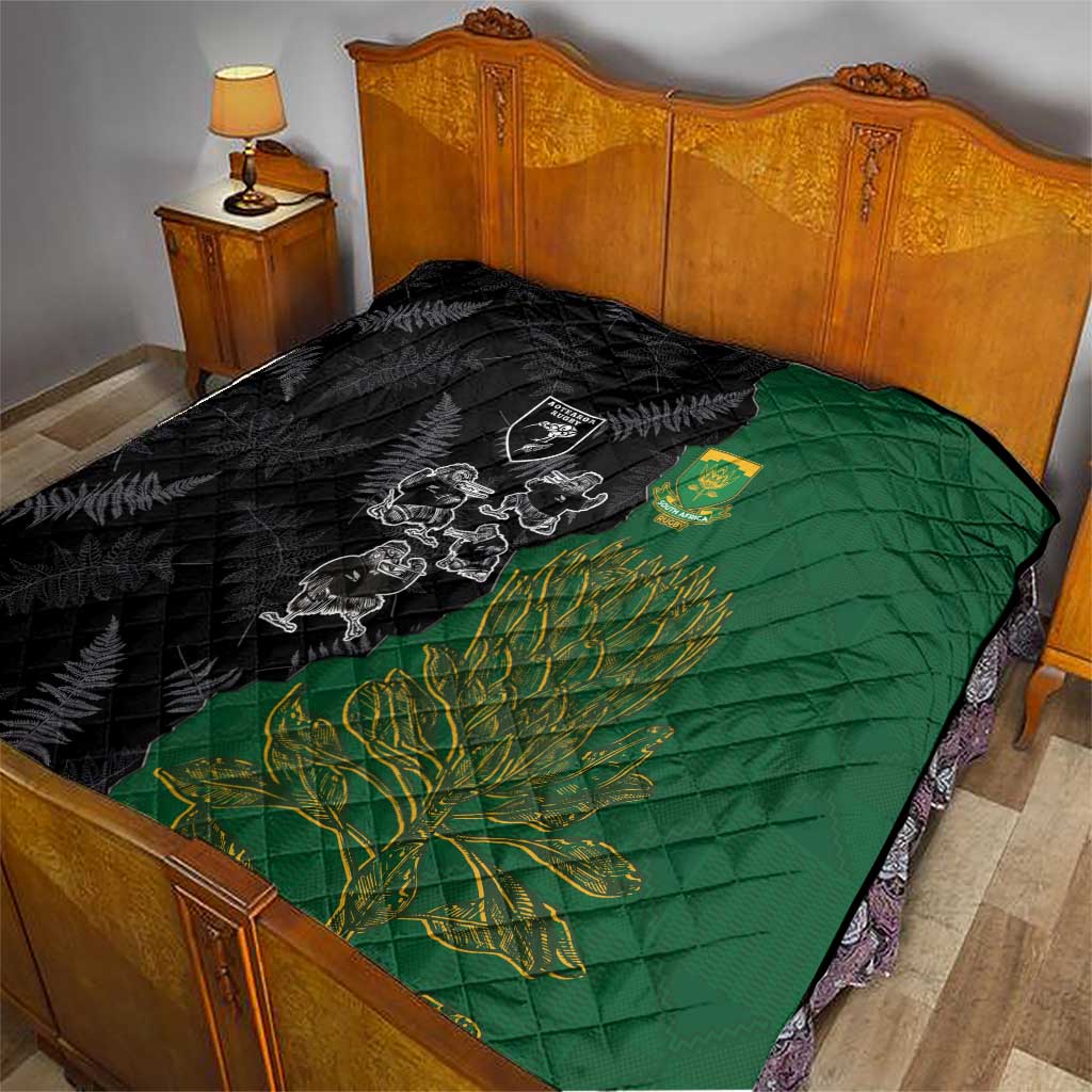 Aotearoa South Africa Rugby Freedom Cup Quilt Kiwi Warriors Haka with King Protea Symbol - Wonder Print Shop