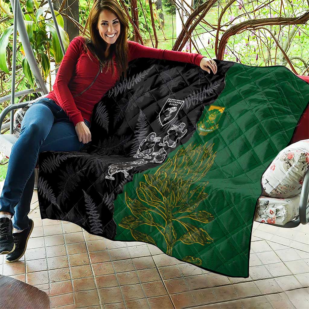 Aotearoa South Africa Rugby Freedom Cup Quilt Kiwi Warriors Haka with King Protea Symbol - Wonder Print Shop