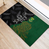 Aotearoa South Africa Rugby Freedom Cup Rubber Doormat Kiwi Warriors Haka with King Protea Symbol - Wonder Print Shop