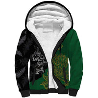 Custom Aotearoa South Africa Rugby Freedom Cup Sherpa Hoodie Kiwi Warriors Haka with King Protea Symbol - Wonder Print Shop