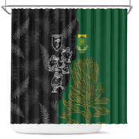 Aotearoa South Africa Rugby Freedom Cup Shower Curtain Kiwi Warriors Haka with King Protea Symbol - Wonder Print Shop