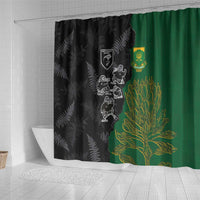 Aotearoa South Africa Rugby Freedom Cup Shower Curtain Kiwi Warriors Haka with King Protea Symbol - Wonder Print Shop