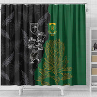 Aotearoa South Africa Rugby Freedom Cup Shower Curtain Kiwi Warriors Haka with King Protea Symbol - Wonder Print Shop