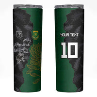 Custom Aotearoa South Africa Rugby Freedom Cup Skinny Tumbler Kiwi Warriors Haka with King Protea Symbol - Wonder Print Shop