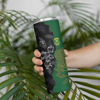Custom Aotearoa South Africa Rugby Freedom Cup Skinny Tumbler Kiwi Warriors Haka with King Protea Symbol - Wonder Print Shop