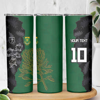 Custom Aotearoa South Africa Rugby Freedom Cup Skinny Tumbler Kiwi Warriors Haka with King Protea Symbol - Wonder Print Shop