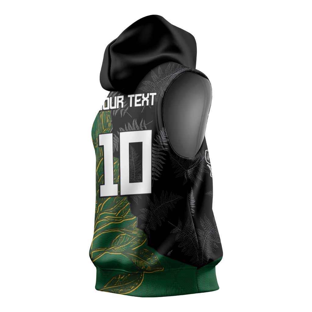 Custom Aotearoa South Africa Rugby Freedom Cup Sleeveless Hoodie Kiwi Warriors Haka with King Protea Symbol - Wonder Print Shop