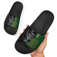 Aotearoa South Africa Rugby Freedom Cup Slide Sandals Kiwi Warriors Haka with King Protea Symbol - Wonder Print Shop
