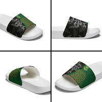Aotearoa South Africa Rugby Freedom Cup Slide Sandals Kiwi Warriors Haka with King Protea Symbol - Wonder Print Shop