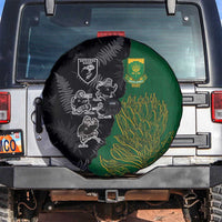Aotearoa South Africa Rugby Freedom Cup Spare Tire Cover Kiwi Warriors Haka with King Protea Symbol - Wonder Print Shop