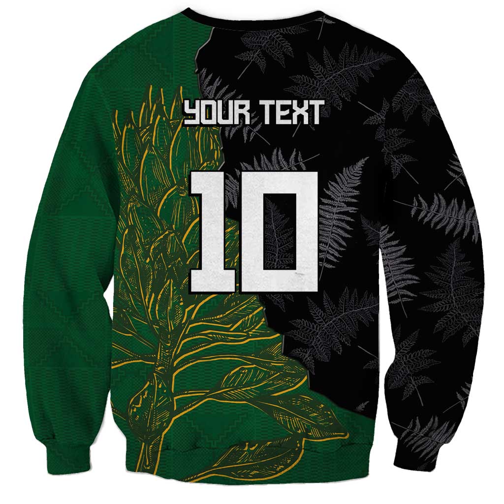Custom Aotearoa South Africa Rugby Freedom Cup Sweatshirt Kiwi Warriors Haka with King Protea Symbol - Wonder Print Shop