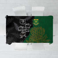 Aotearoa South Africa Rugby Freedom Cup Tablecloth Kiwi Warriors Haka with King Protea Symbol - Wonder Print Shop
