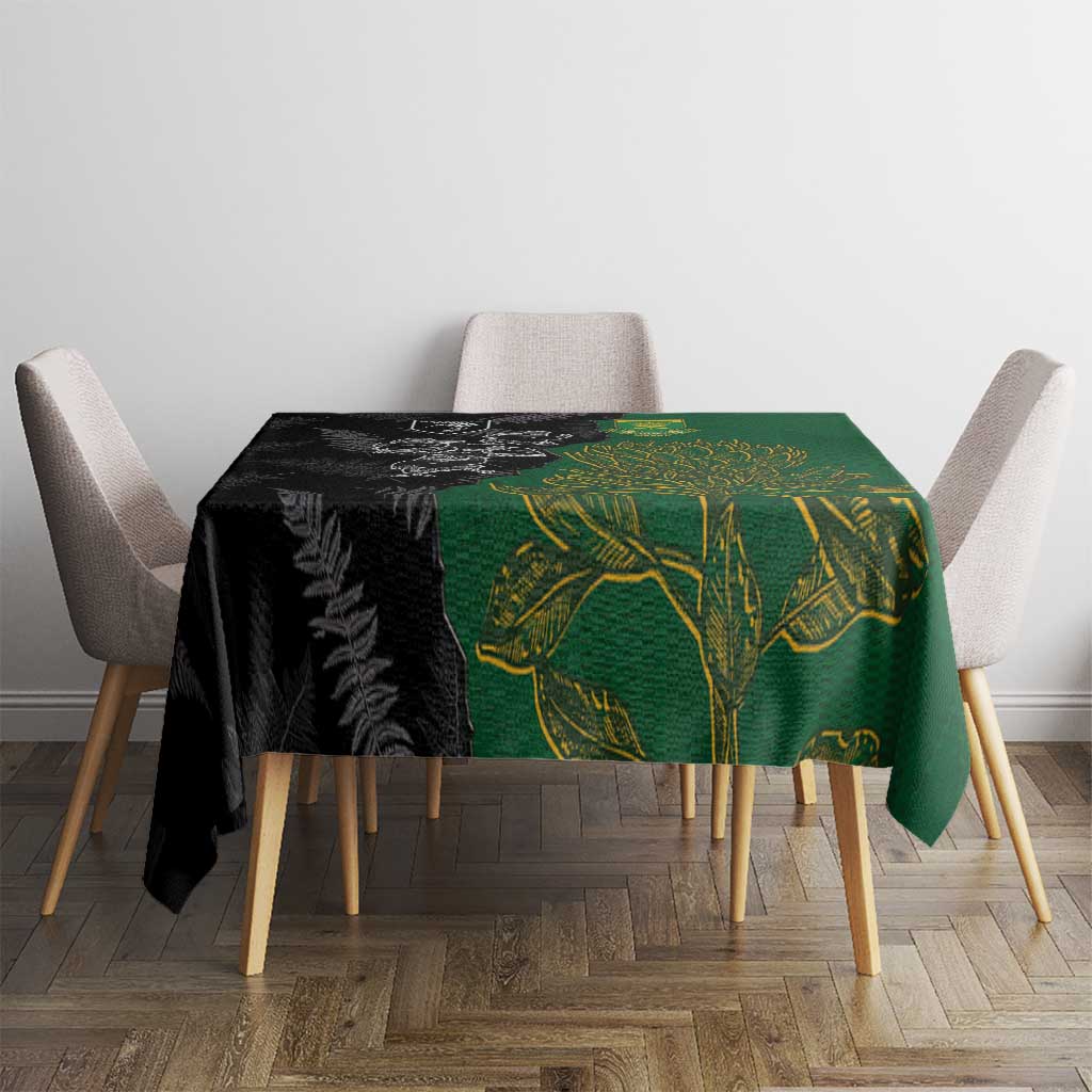 Aotearoa South Africa Rugby Freedom Cup Tablecloth Kiwi Warriors Haka with King Protea Symbol - Wonder Print Shop